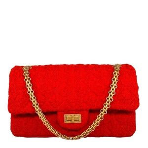 Chanel Red Wool Tweed Reissue 2.55 Double Flap Ba